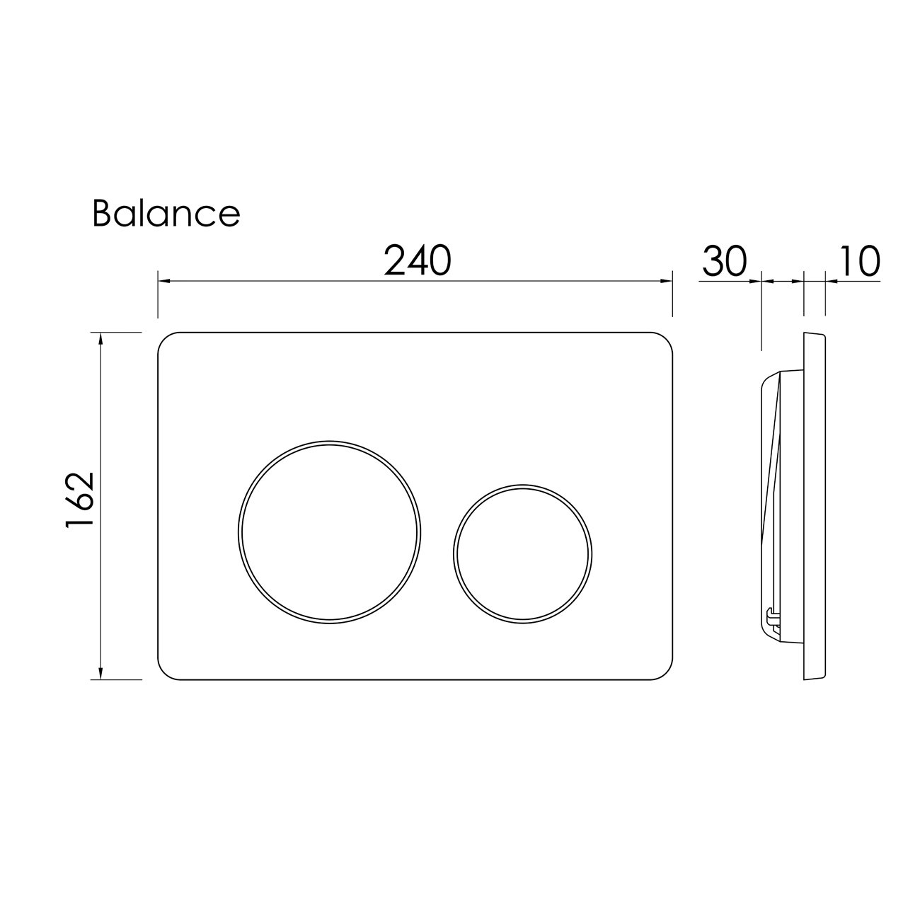 Кнопка смыва Ceramicanova (Керамиканова) Balance, клавиши Circle, цвет черный матовый, арт. CN12-001MB