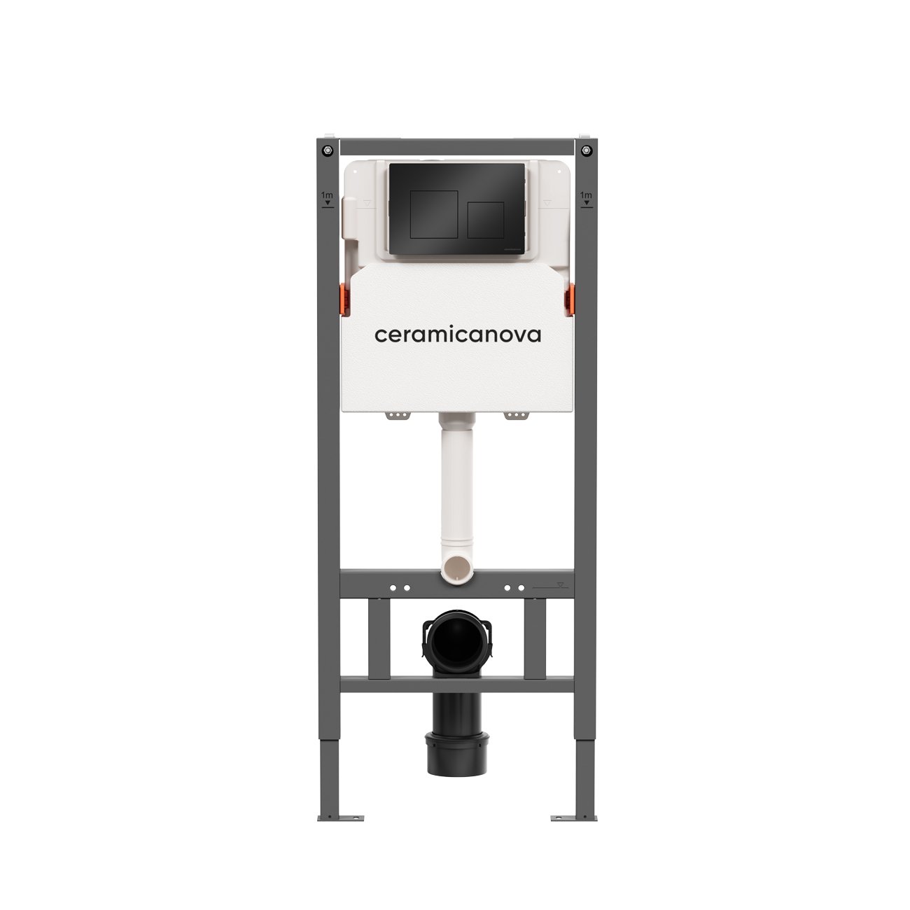 Система инсталляции для унитазов Ceramicanova (Керамиканова) Balance с кнопкой смыва Square, цвет черный матовый, и креплениями, арт. CN121002MB