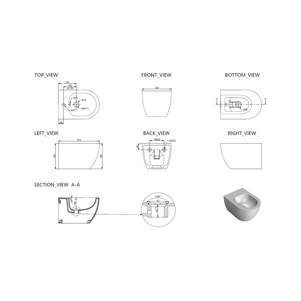Биде подвесное Allen Brau Priority 4.31012.20 белый глянец