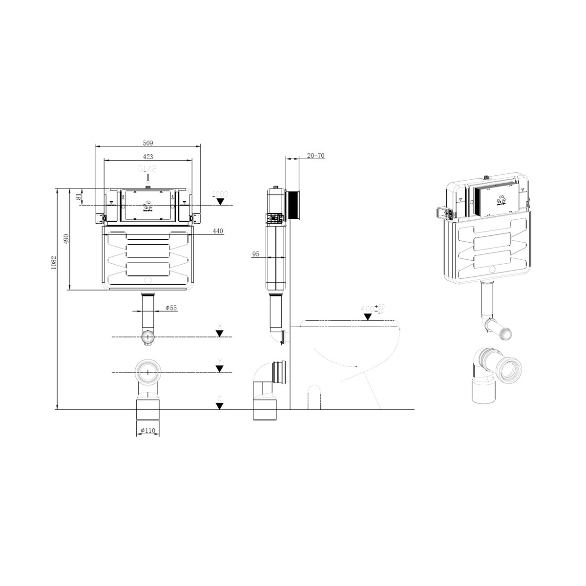 Бачок для приставного унитаза Allen Brau Pneumatic 9.11104.20, белый