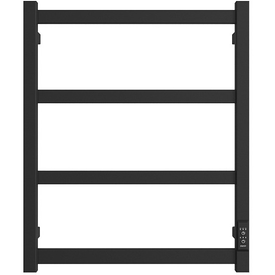 Полотенцесушитель электрический Двин (Dveen) J plaza neo 60х50 см, без полки, К диммер, квадрат черный матовый