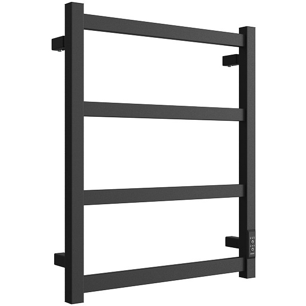 Полотенцесушитель электрический Двин (Dveen) J plaza neo 60х50 см, без полки, К диммер, квадрат черный матовый