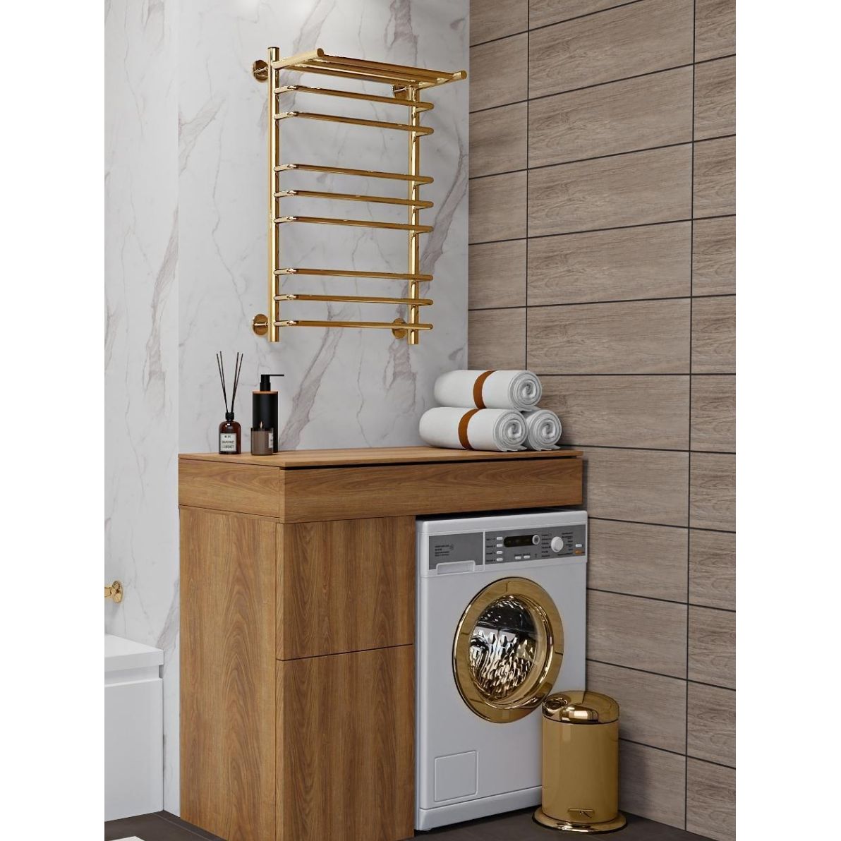 Полотенцесушитель водяной Indigo (Индиго) Brace Золотой 532х800 мм LBCW80-50GDPK3