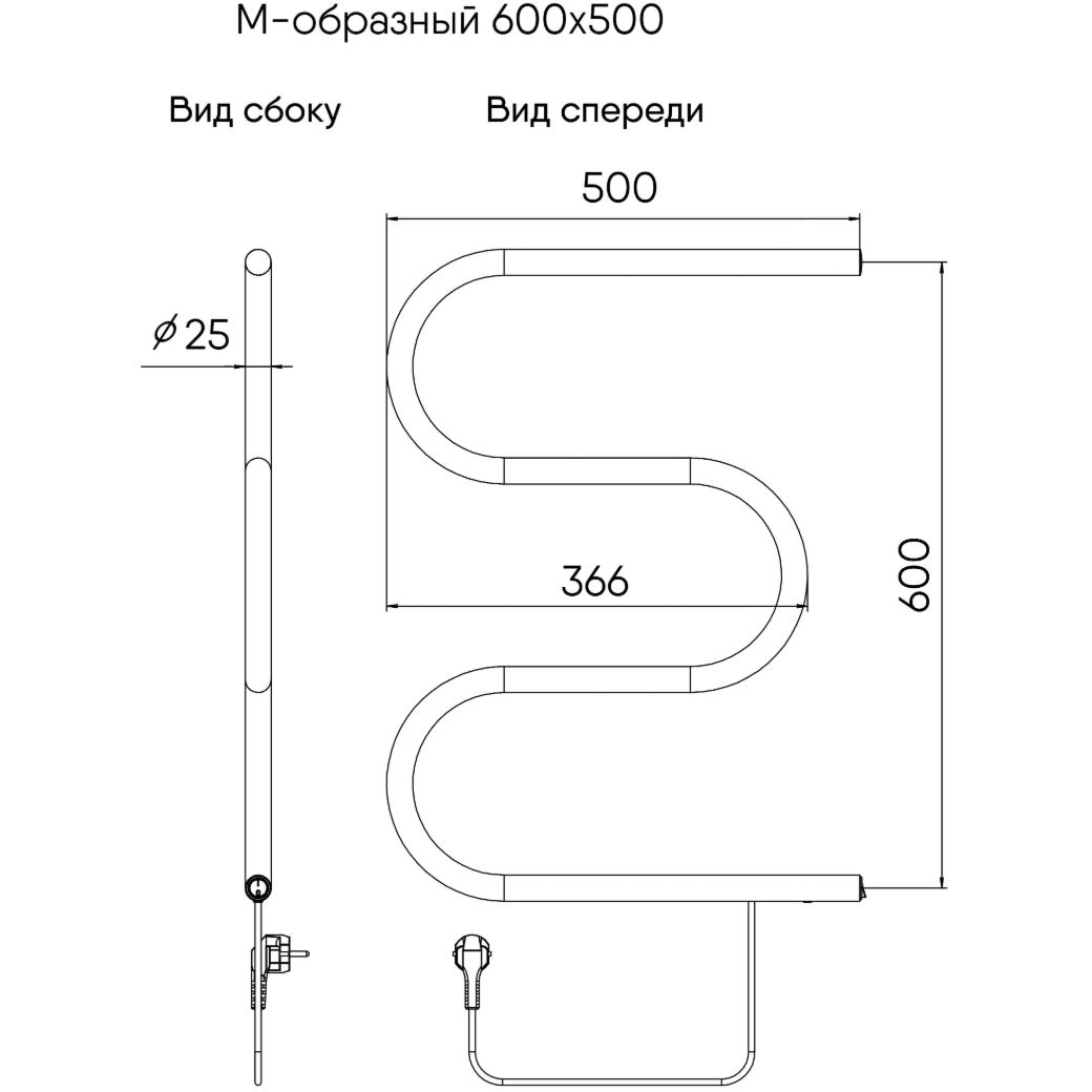 Полотенцесушитель электрический Indigo (Индиго) M Полированный 625х500 мм ME60-50