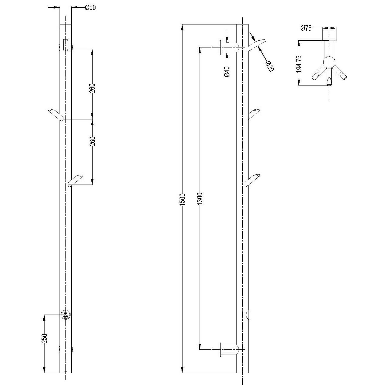 Полотенцесушитель электрический Богеме Oak Хром 724-50-CR, Boheme CHROME