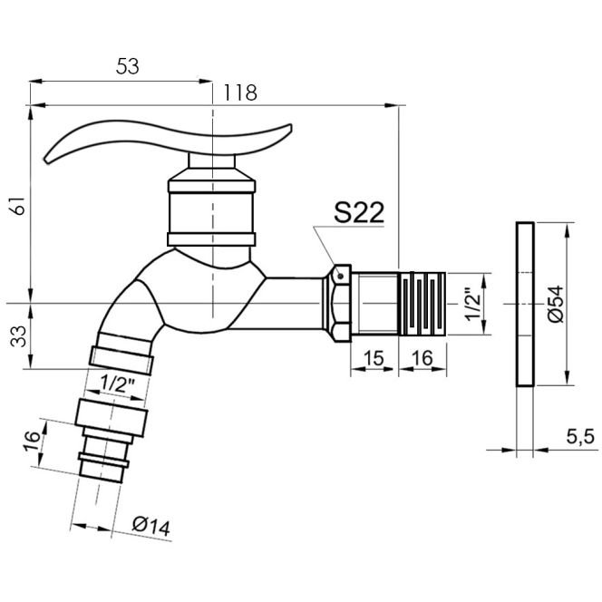 Сливной кран Bronze de Luxe (Бронз Де Люкс) 21599/2 (насадка под шланг) бронза