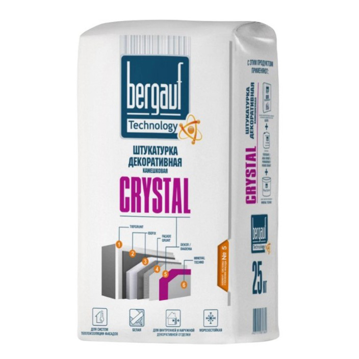 Штукатурка декоративная Bergauf Crystal камешковая 2.5-3 мм белая 25 кг