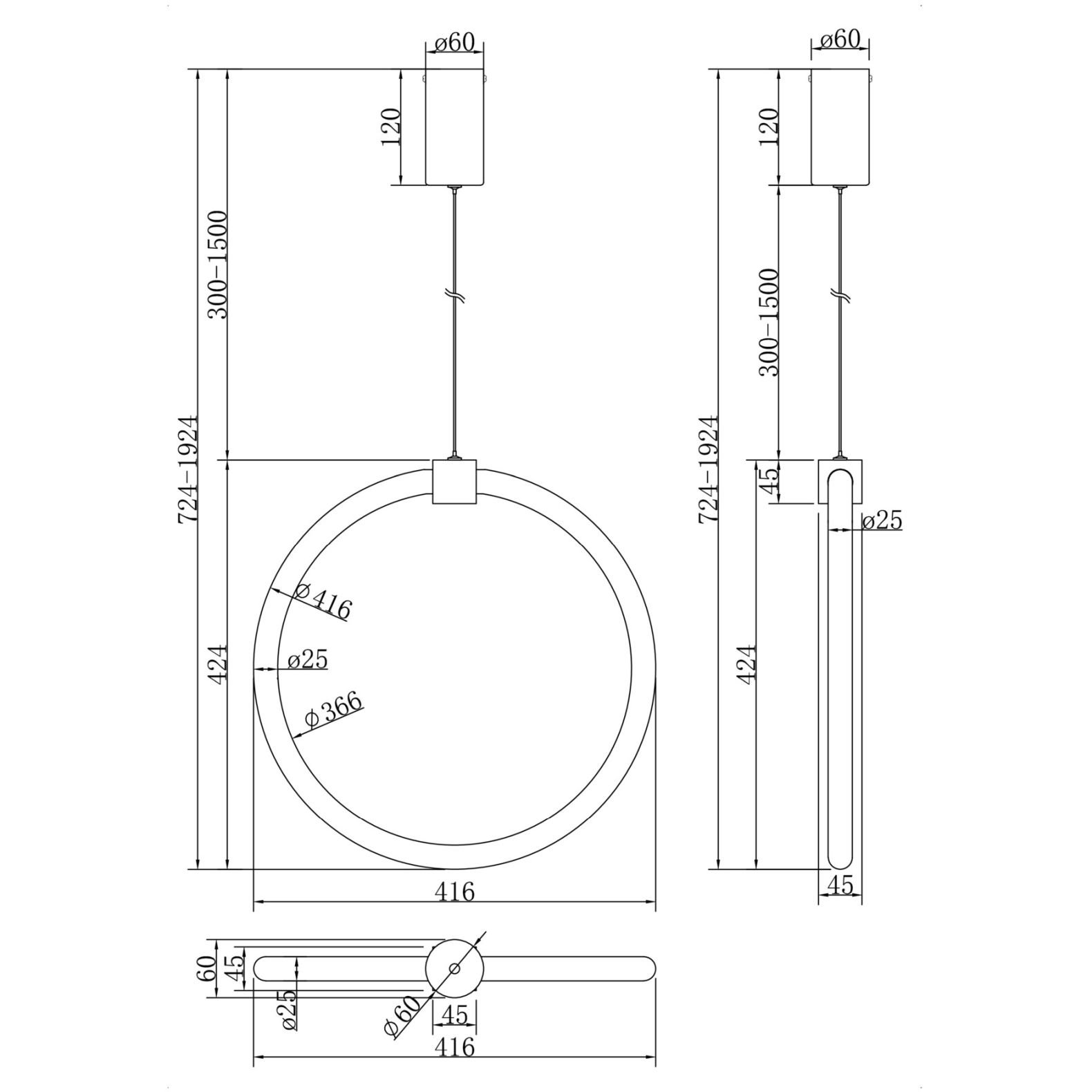 Подвесной светодиодный светильник Maytoni (Майтони) Anillo MOD315PL-L20CH3K