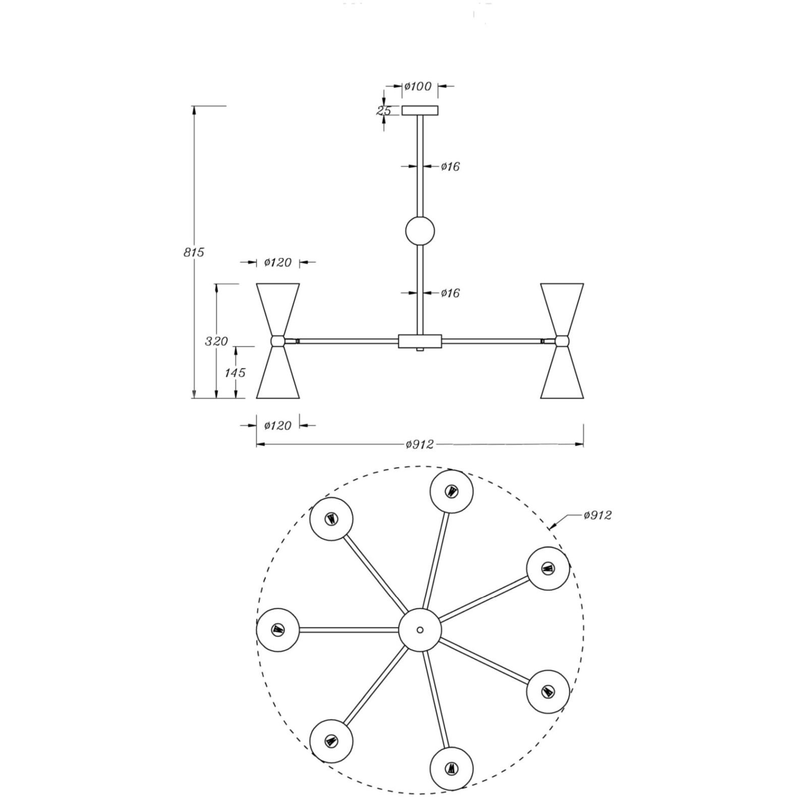 Люстра Maytoni (Майтони) на штанге Vesper MOD108PL-14GB