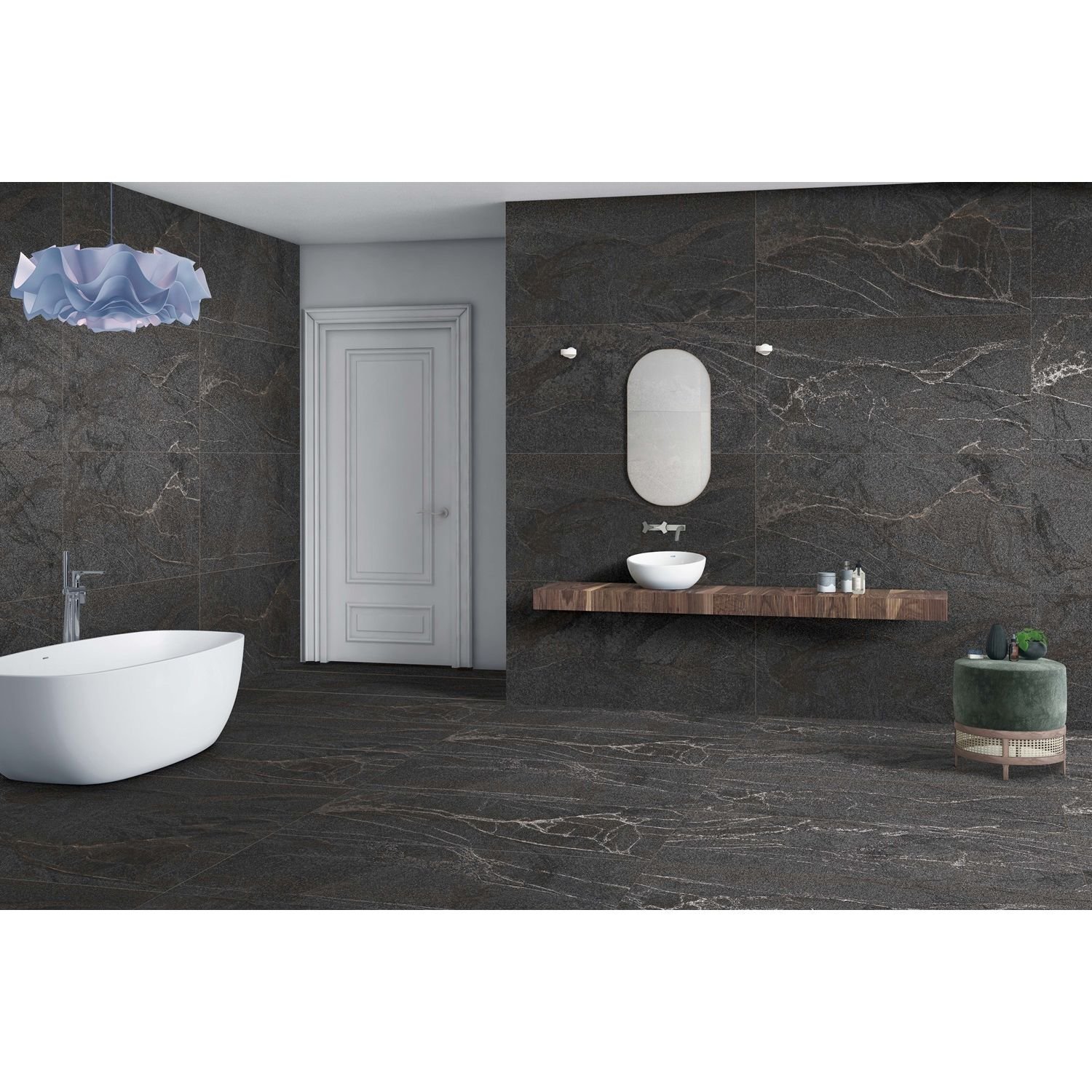 Керамогранит Realistik (Реалистик) Alexandria nero sugar carving 60x120 см