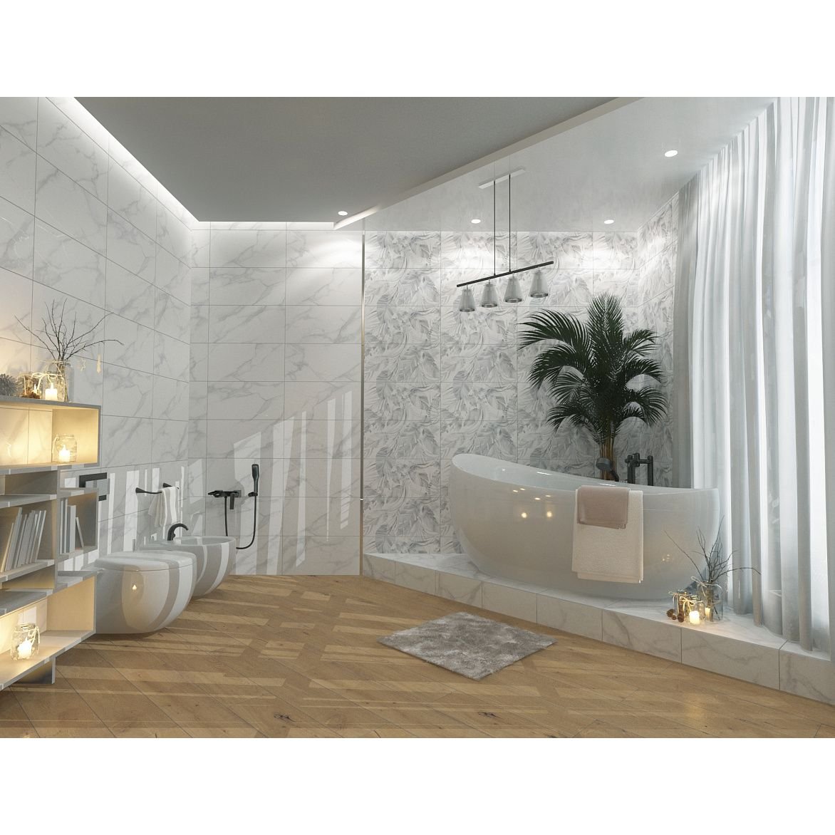 Настенная плитка Керлайф Calacatta Bianco Nature 2 31,5х63 см (925820)