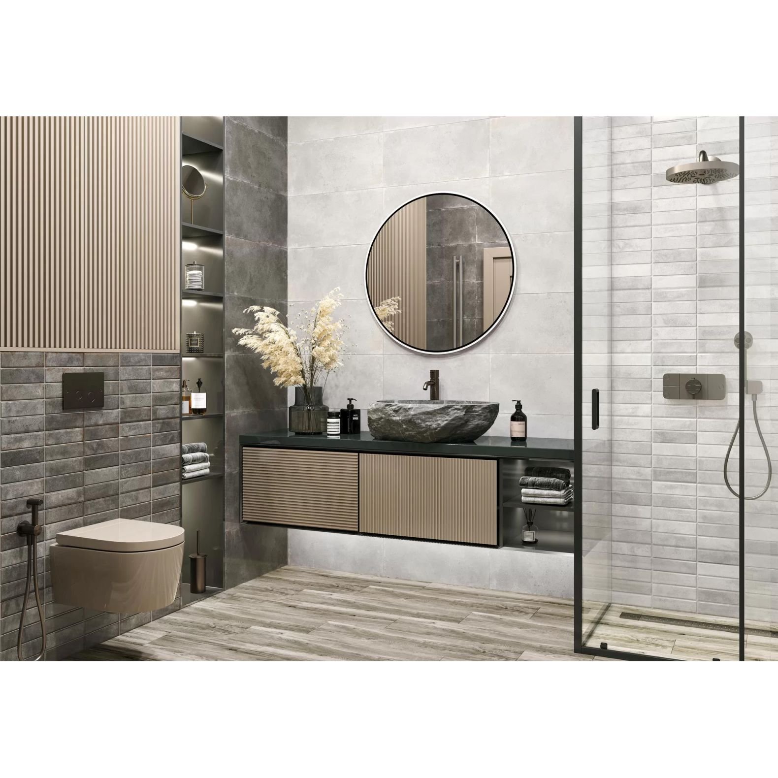 Плитка настенная New Trend (Нью Тренд) Elbrus Brick Graphite 300х600х9 WT36ELR17