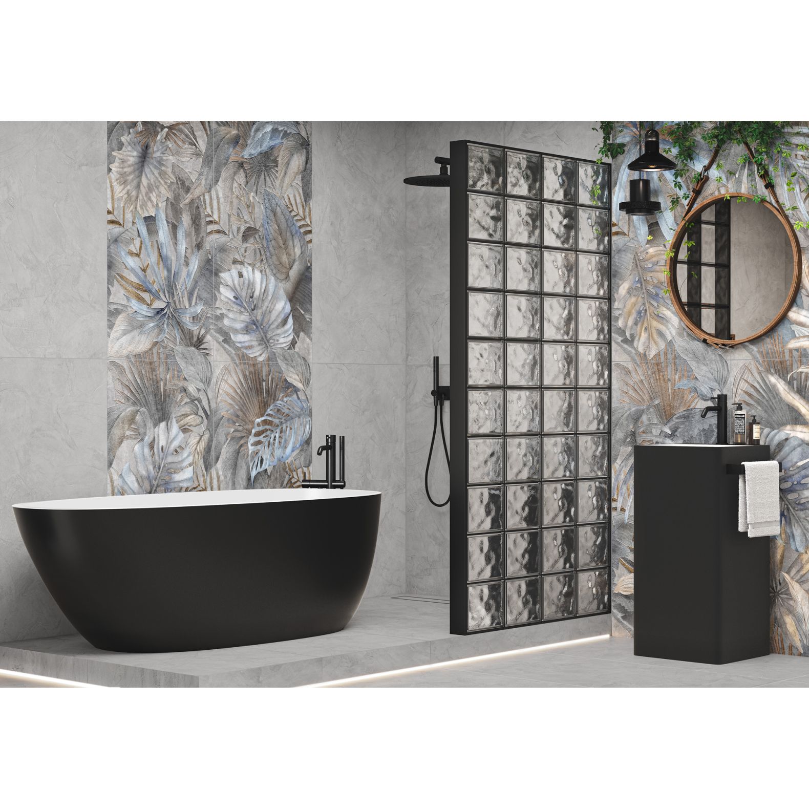 Керамогранит New Trend (Нью Тренд) Bahamas Floristry Dark матовый граниль 60x120 см, D120240G