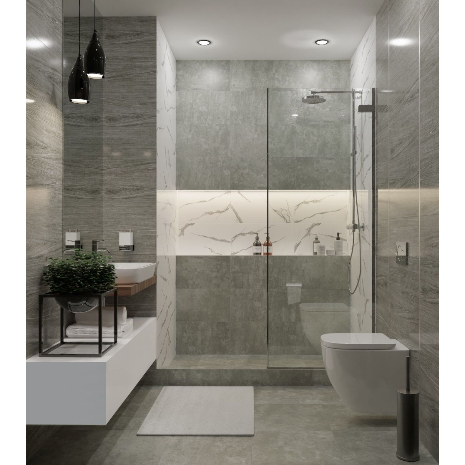 Керамическая Плитка PrimaVera (Примавера) Тянь-Шань Геро 30х60 см темно-серый (TP3651BM)