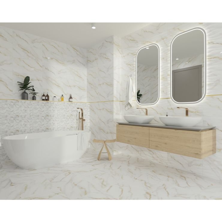 Керамическая Плитка PrimaVera (Примавера) Тянь-Шань Дафнис 30х60 см белый (TP3660A)