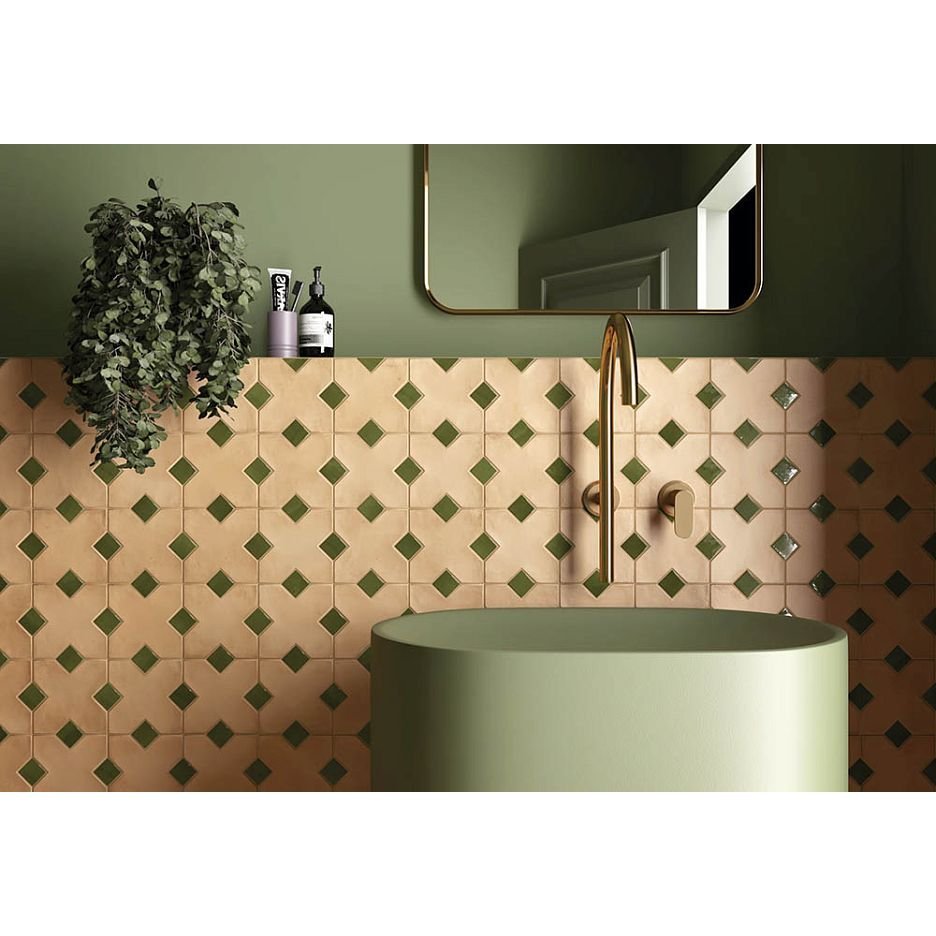 Керамогранит вставка Equipe (Эквип) Kasbah taco verd gloss 3,4х3,4 см, глянцевая