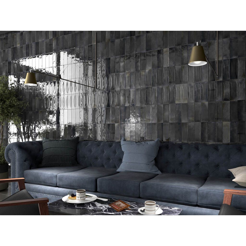 Настенная плитка Equipe (Эквип) Hanoi Black Ash 6,5x20 см