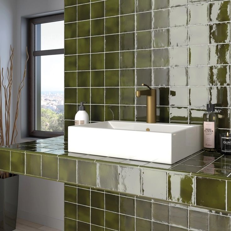 Настенная плитка Equipe (Эквип) Manacor Basil Green 10x10 см