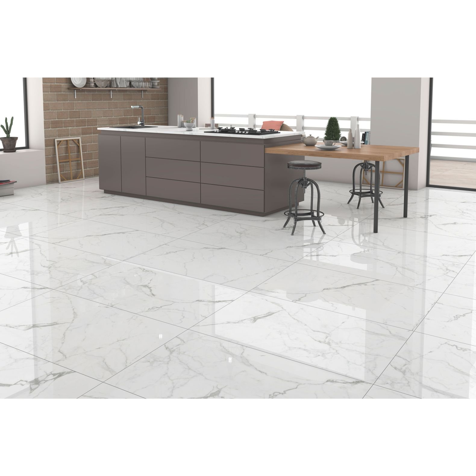 Керамогранит Global Tile (Глобал Тайл) Elegant Statuario Белый 60х120 см GT120604803PR