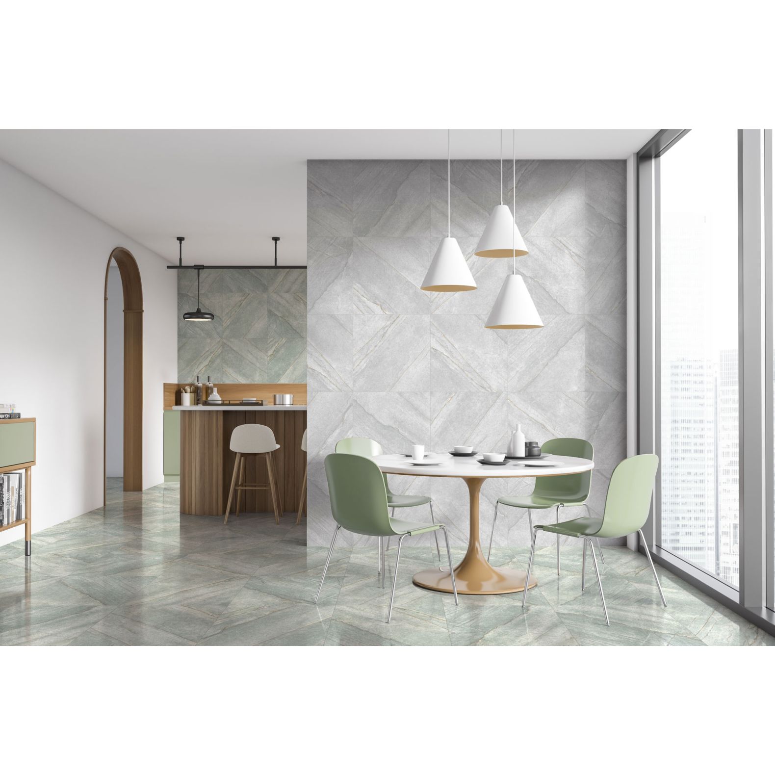 Керамогранит Global Tile (Глобал Тайл) Donna Зеленый лаппатированный 60x60 см, GT606015517SPR