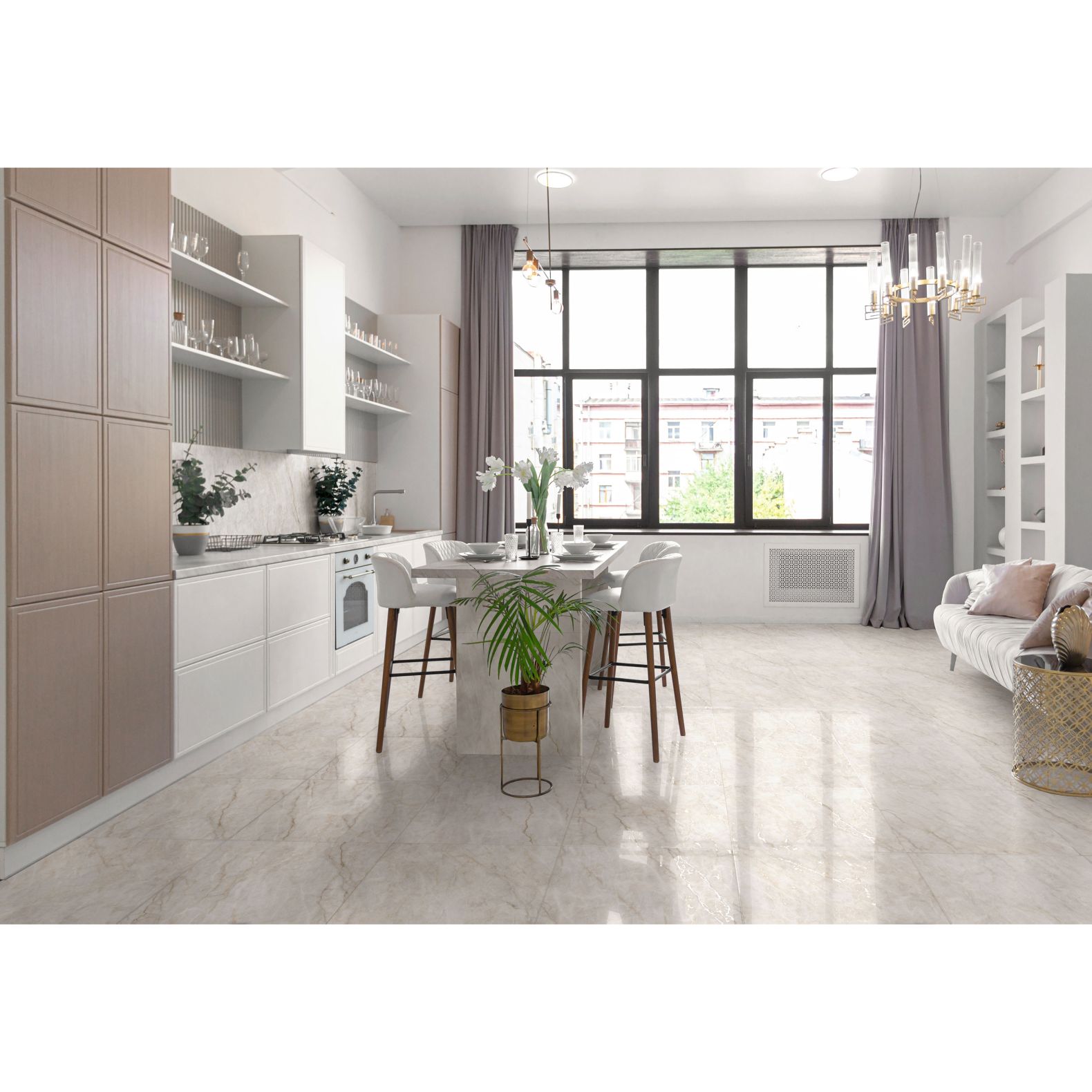 Керамогранит Global Tile (Глобал Тайл) Adani Бежевый лаппатированный 60x60 см, GT606019202SPR