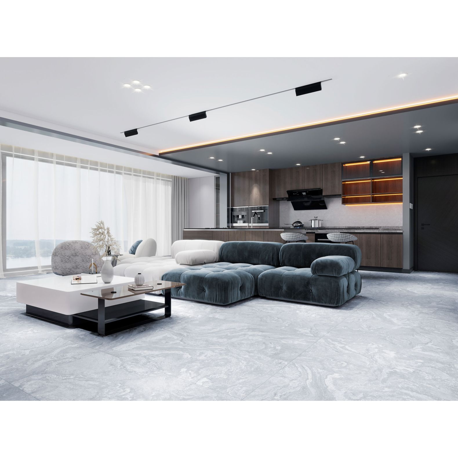 Керамогранит Global Tile (Глобал Тайл) Clementi Голубой лаппатированный 60x120 см, GT1206020316LGR