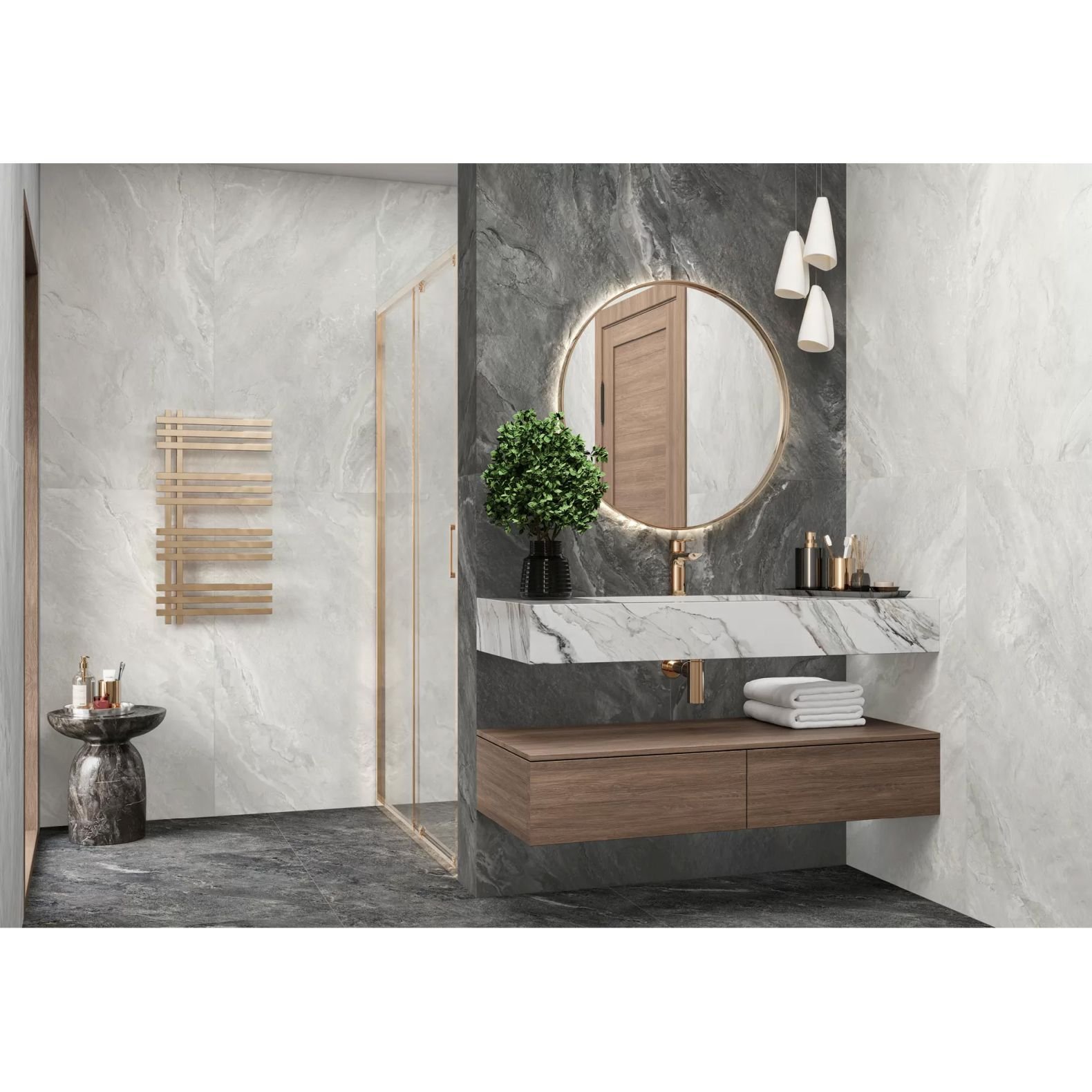 Керамогранит LCM (ЛКМ) Argenta Gray матовый карвинг 60х120 см 60120RGE15M