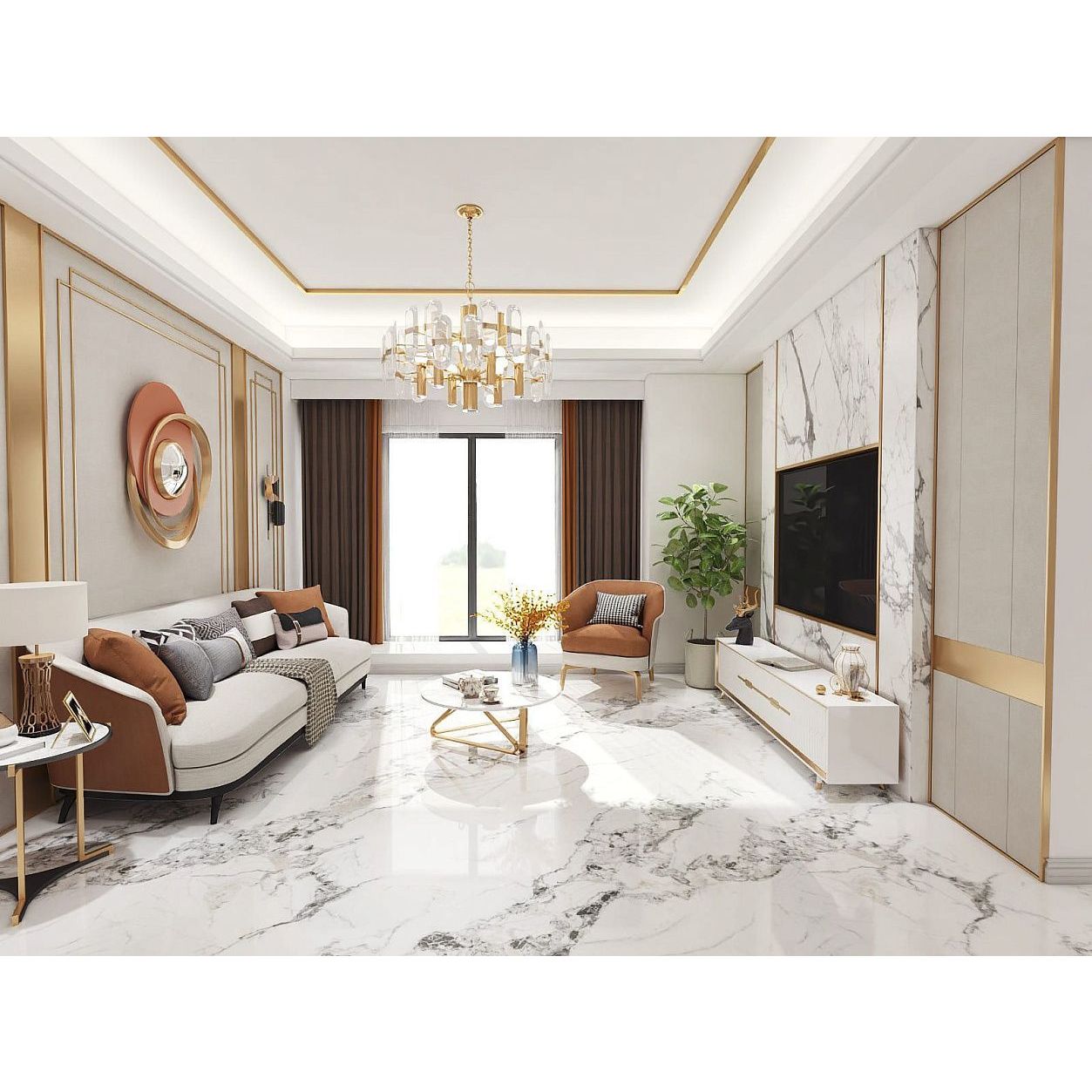 Керамогранит Basconi Home (Баскони Хоме) Bianco Gold Full Body-3 Polished Белый 60x120x1 см, BHW-0035-3(10)