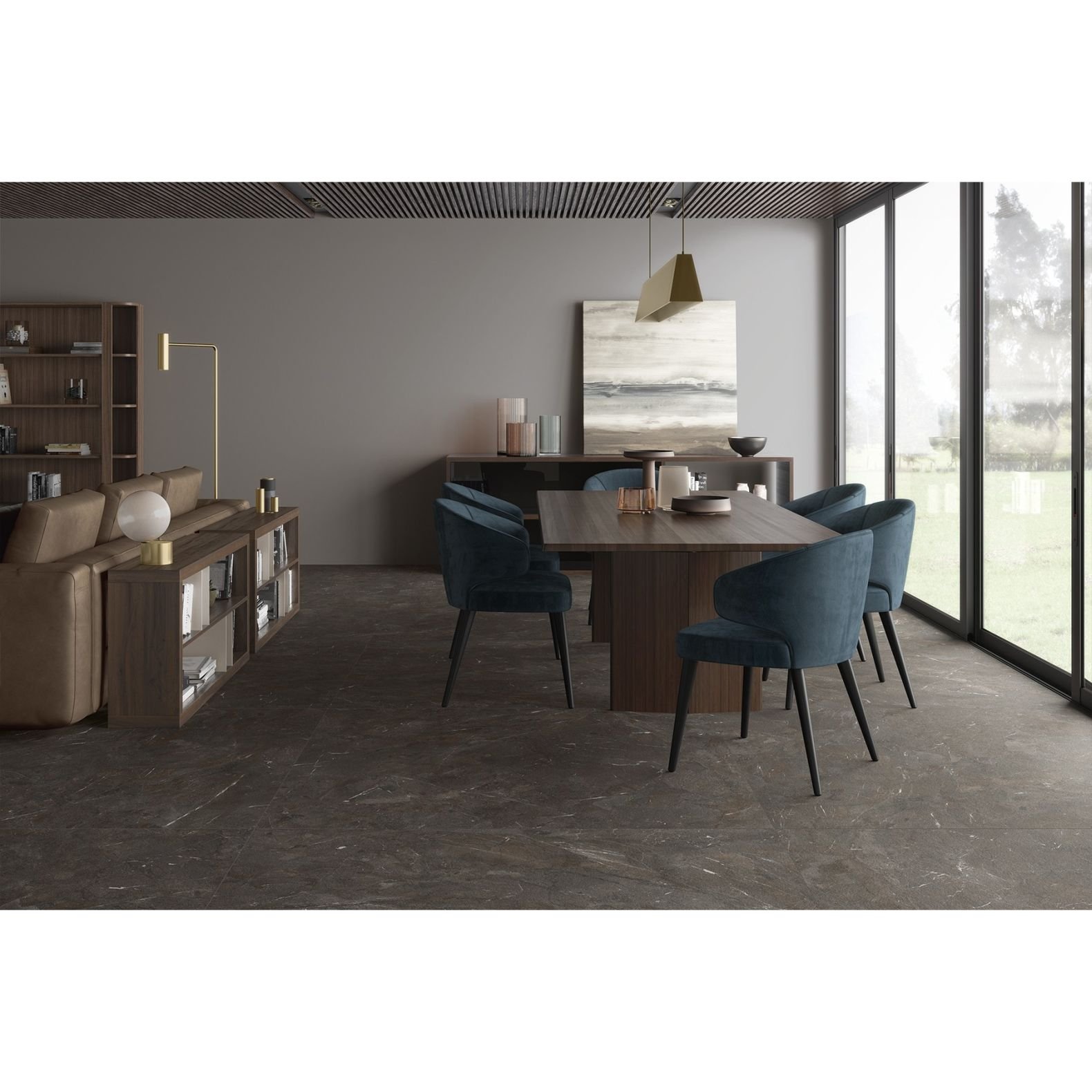 Керамогранит Inalco (Иналко) Umbra Marron Bush-hammered Induction Индукция 150х320/1.2 см