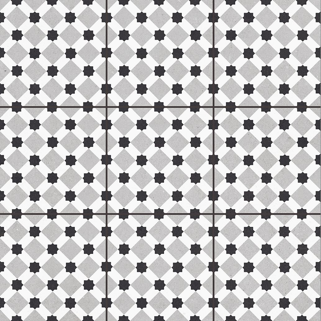 Керамогранит Staro (Старо) Pre-cut Rondo Grey (Black joint) 60x60 см Matt