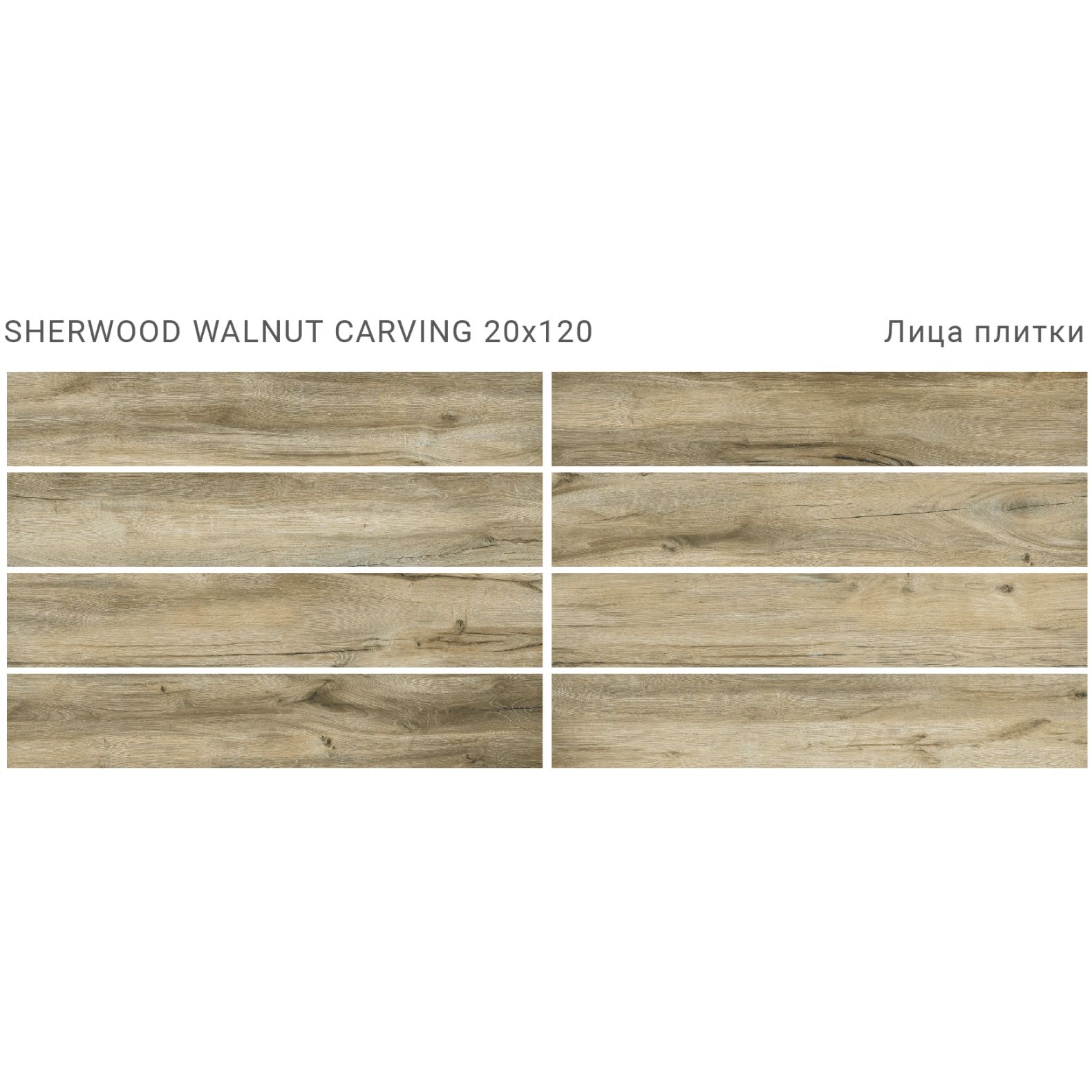 Керамогранит StaroWood (Старовуд) Sherwood Walnut carving 20x120 см, С0005661