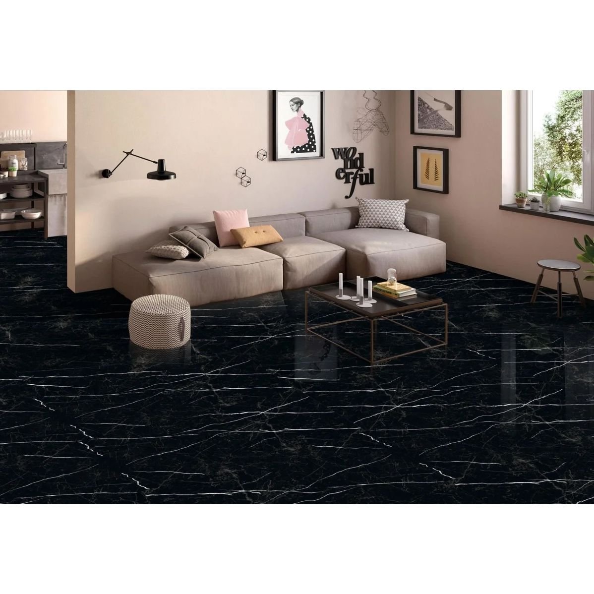 Керамогранит Staro (Старо) Palacio Nero Marquina High Gloss 60х120 см, глянцевый С0004540