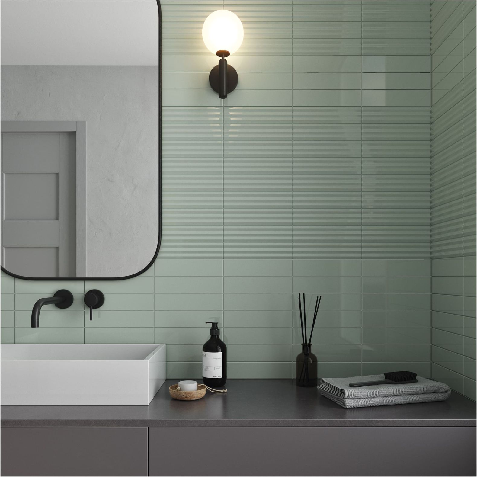 Керамическая плитка DNA Tiles (ДНА Тайлс) Match Sage Matt 6.25x25 см, 130849