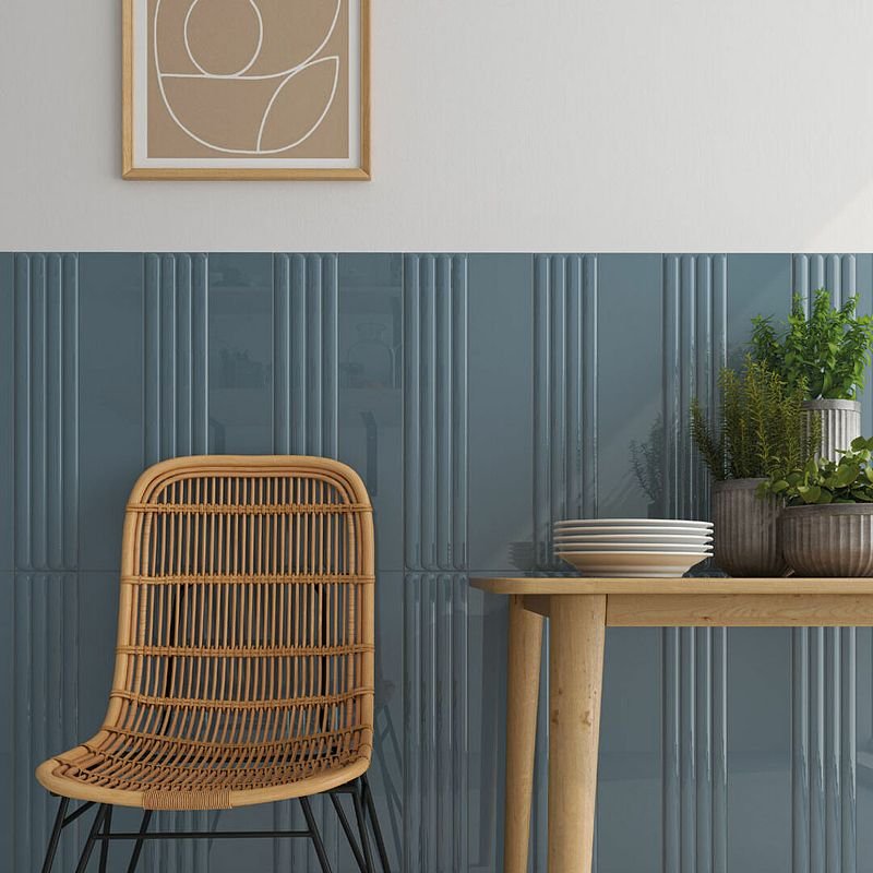 Керамическая плитка DNA Tiles (ДНА Тайлс) Plinto Out Blue Gloss 10,7х54,2 см, глянцевая (78803293)