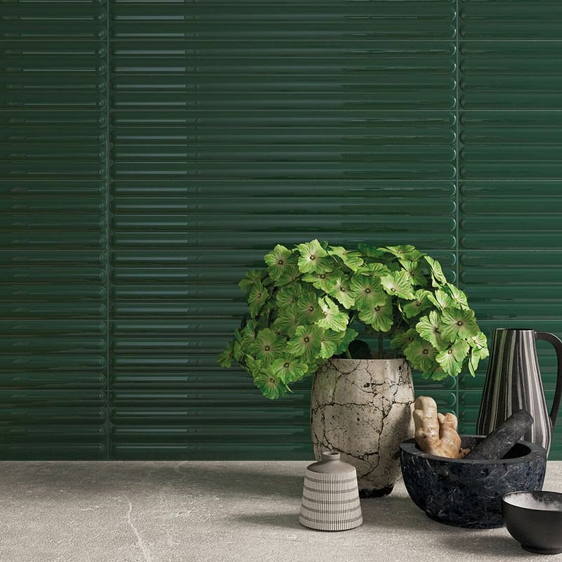 Керамическая плитка DNA Tiles (ДНА Тайлс) Plinto Out Green Gloss 10,7х54,2 см, глянцевая (78803294)