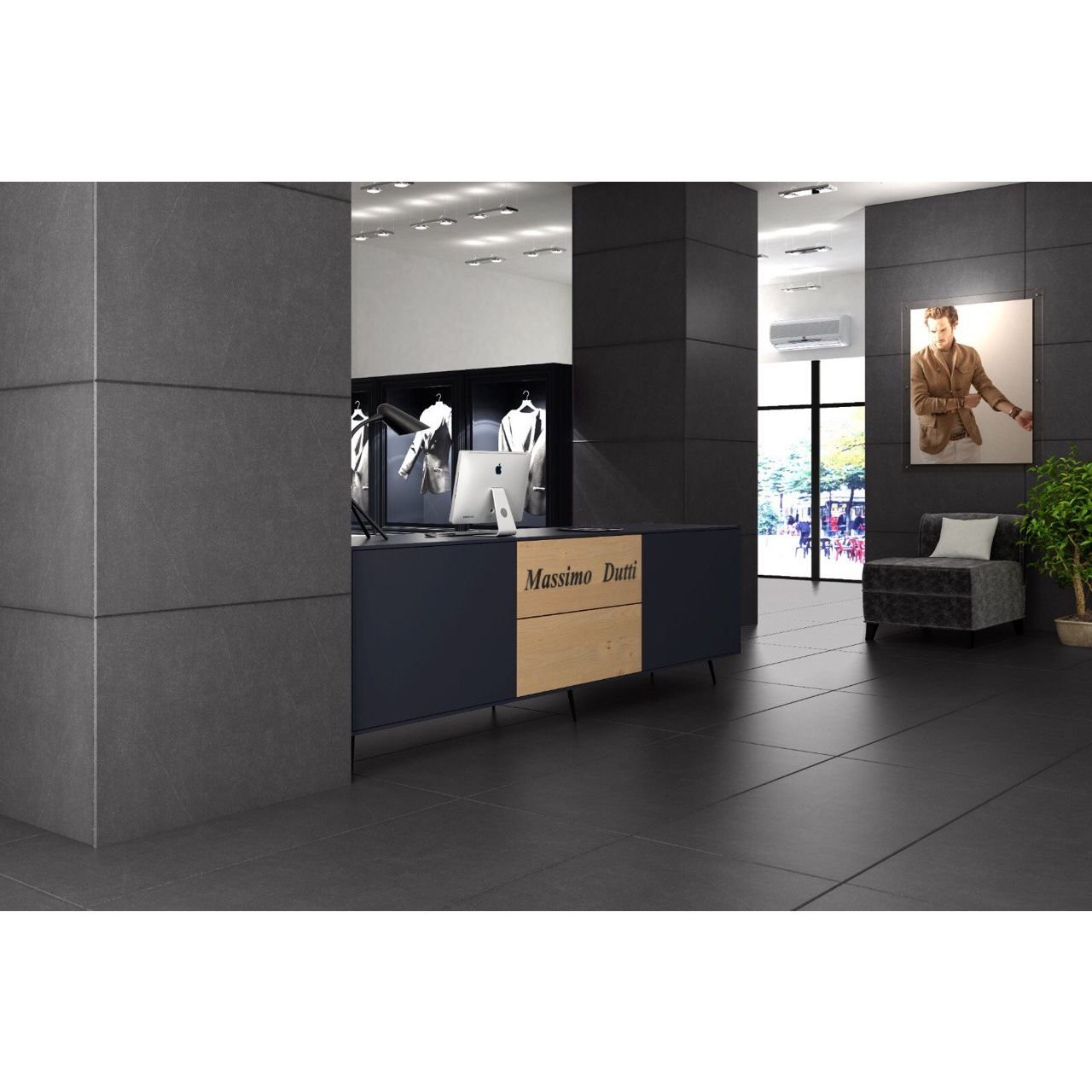Керамогранит Novin Ceram (Новин Керам) Modena black 60х120 см матовый ректификат K2AA0KPQA0F1MO