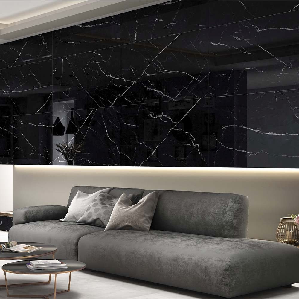 Керамогранит Art and Natura (Арт Энд Натура) Ceramica Marmo nero marquina glossy black panther 60х120 см, глянцевый
