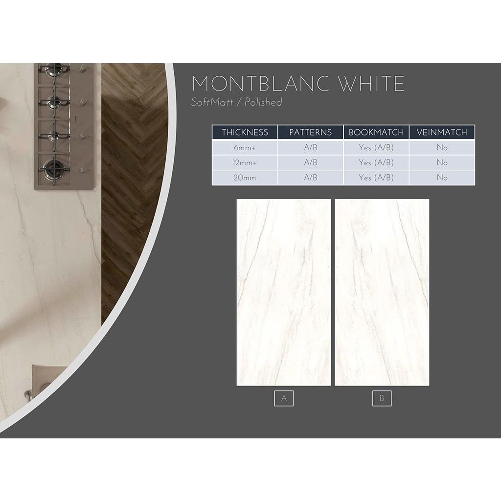 Керамогранит Ascale (Аскейл) Bookmatch Montblanc White B Soft матовый 160х320 см, ппп00065290