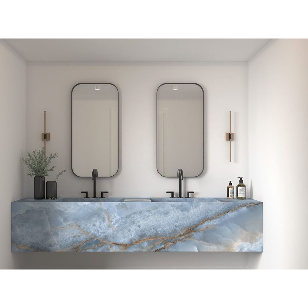 Керамогранит Ascale (Аскейл) Bookmatch Onice Blue B Polished 160х320 см, ппп00078087