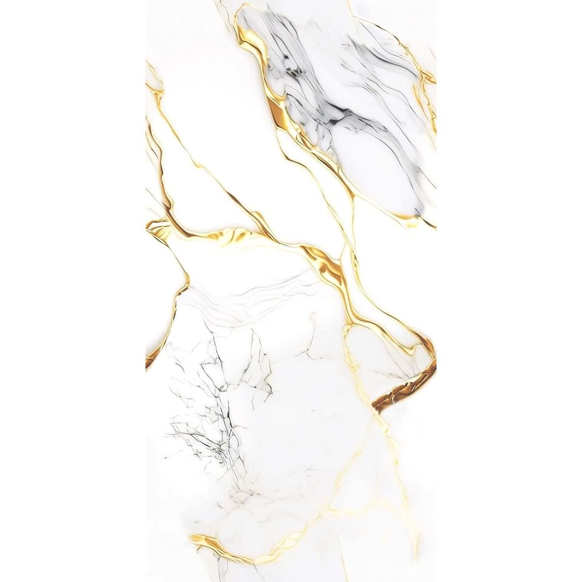 Керамогранит Mita Ceramic (Митасерамик) Roff Gold Glossy Белый 60х120 см, глянцевый