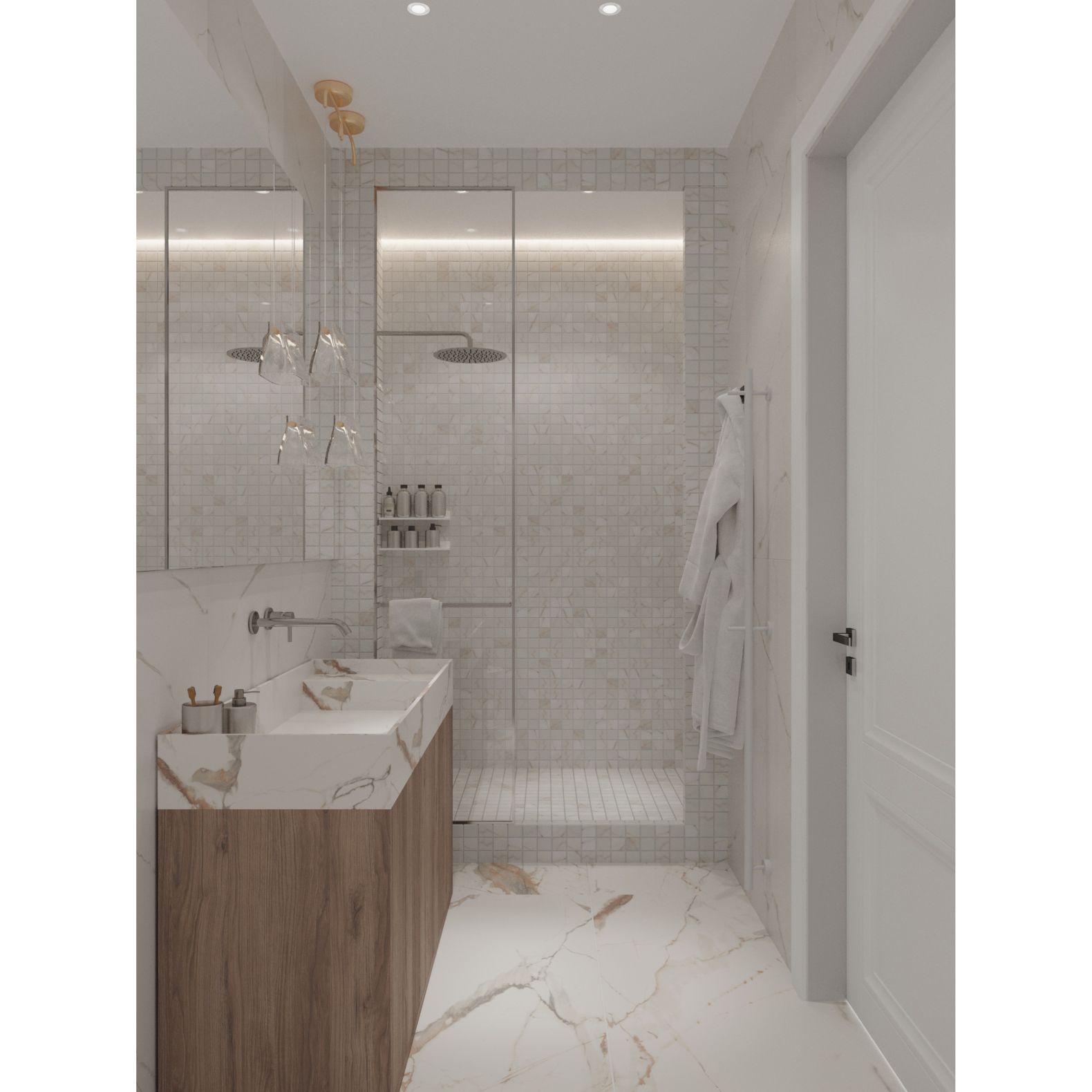 Мозаика Bonaparte (Бонапарт) Calacatta Gold-48 Матовая 30.6x30.7 см (чип 4,8x4,9 см)