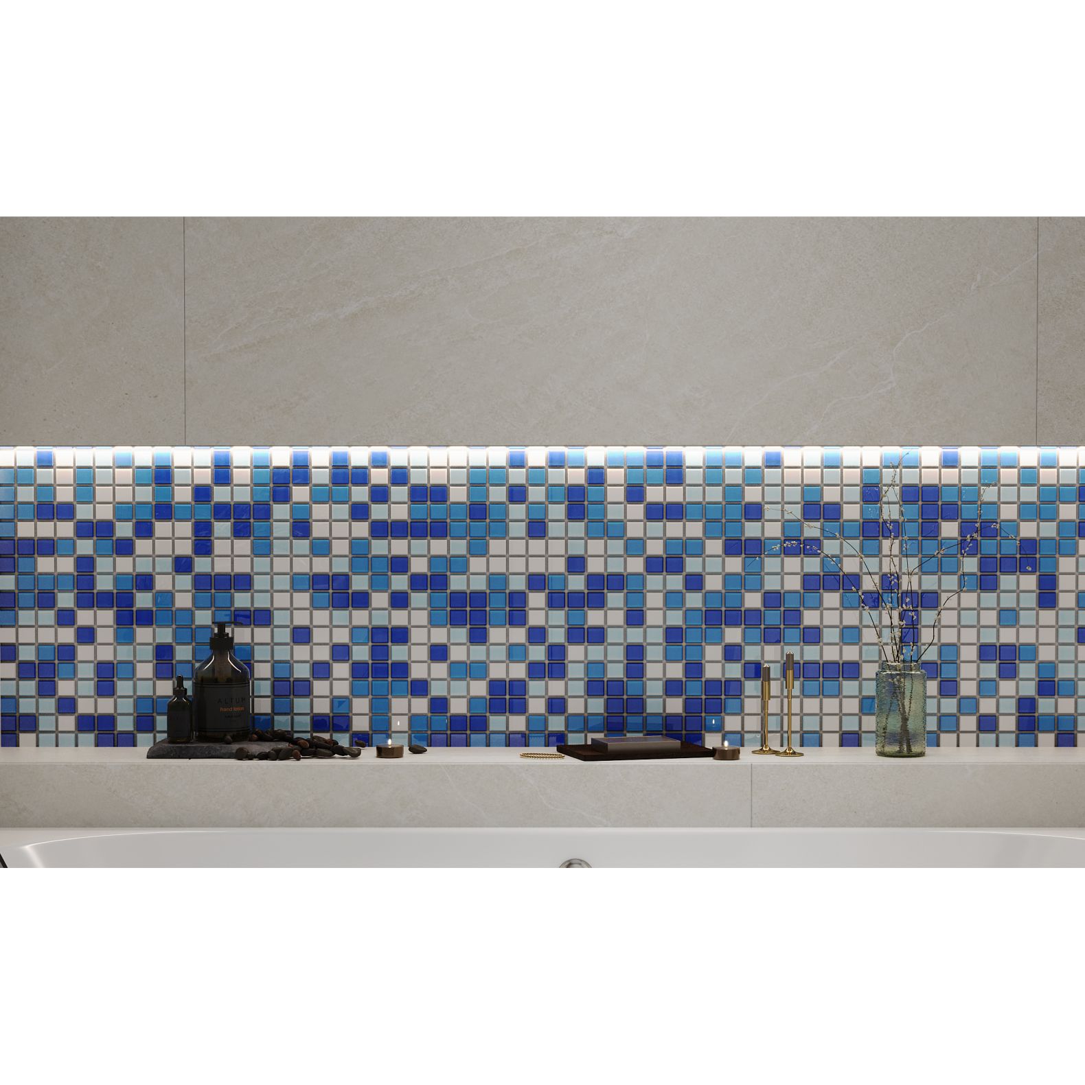 Мозаика Bonaparte (Бонапарт) Blue wave-3 Глянцевая 30x30 см (чип 2,5x2,5 см)
