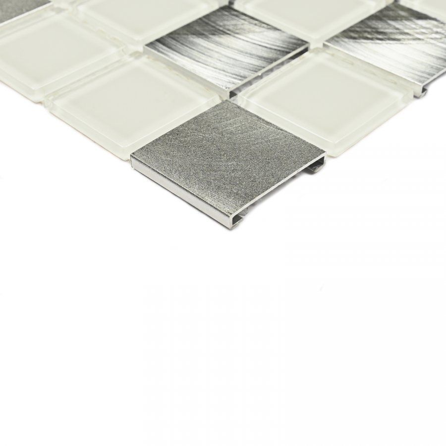 Мозаика Bonaparte (Бонапарт) Titan Silver Глянцевая 31.8x31.8 см (чип 3x3 см)