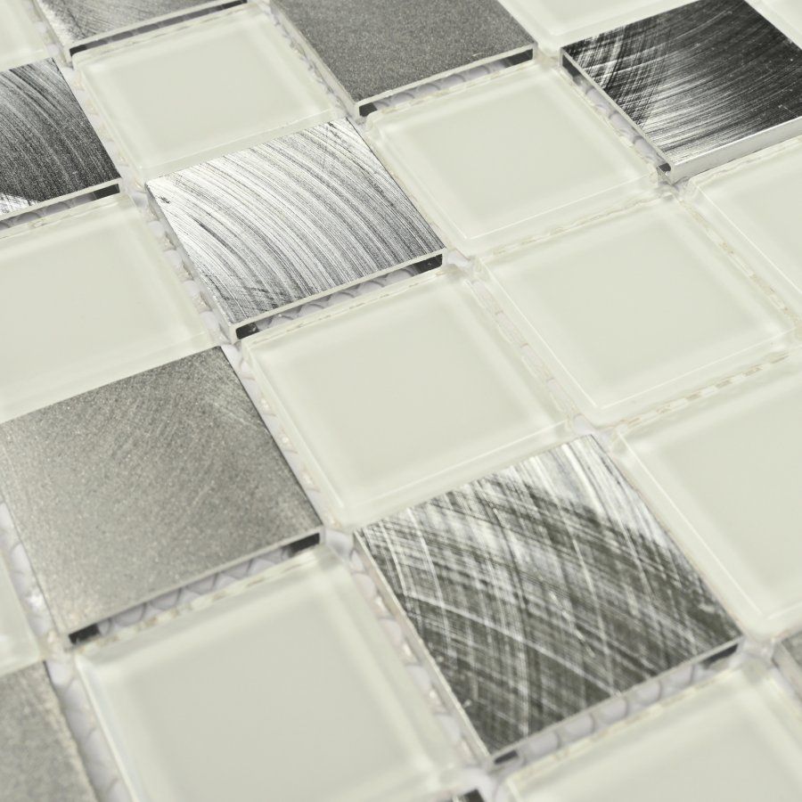 Мозаика Bonaparte (Бонапарт) Titan Silver Глянцевая 31.8x31.8 см (чип 3x3 см)
