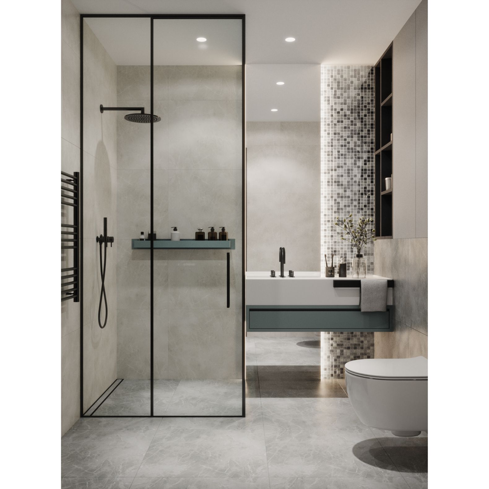 Мозаика Bonaparte (Бонапарт) Trend Silver Глянцевая 30x30 см (чип 2,3x2,3 см)