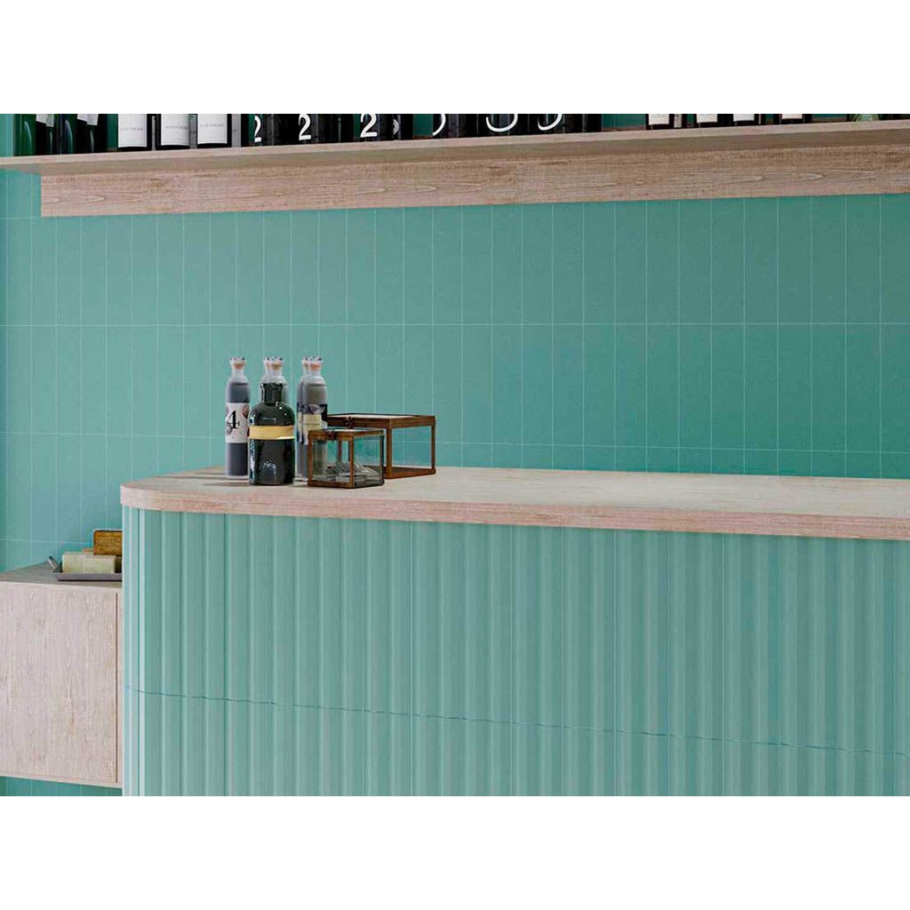 Настенная плитка Wow (Вау) Stripes Liso XL Teal 7.5x30 см
