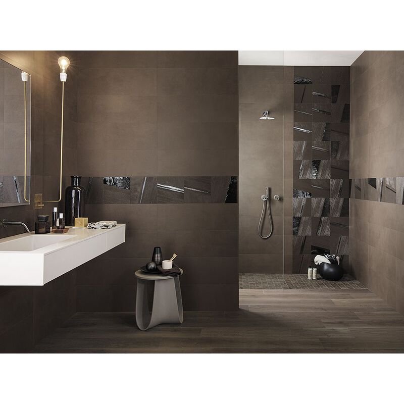 Керамическая плитка Fap Ceramiche (Фап Керамик) Mat&More Metal Brown Inserto Mix 3 25x75 см (комплект из 3 штук), f0XW
