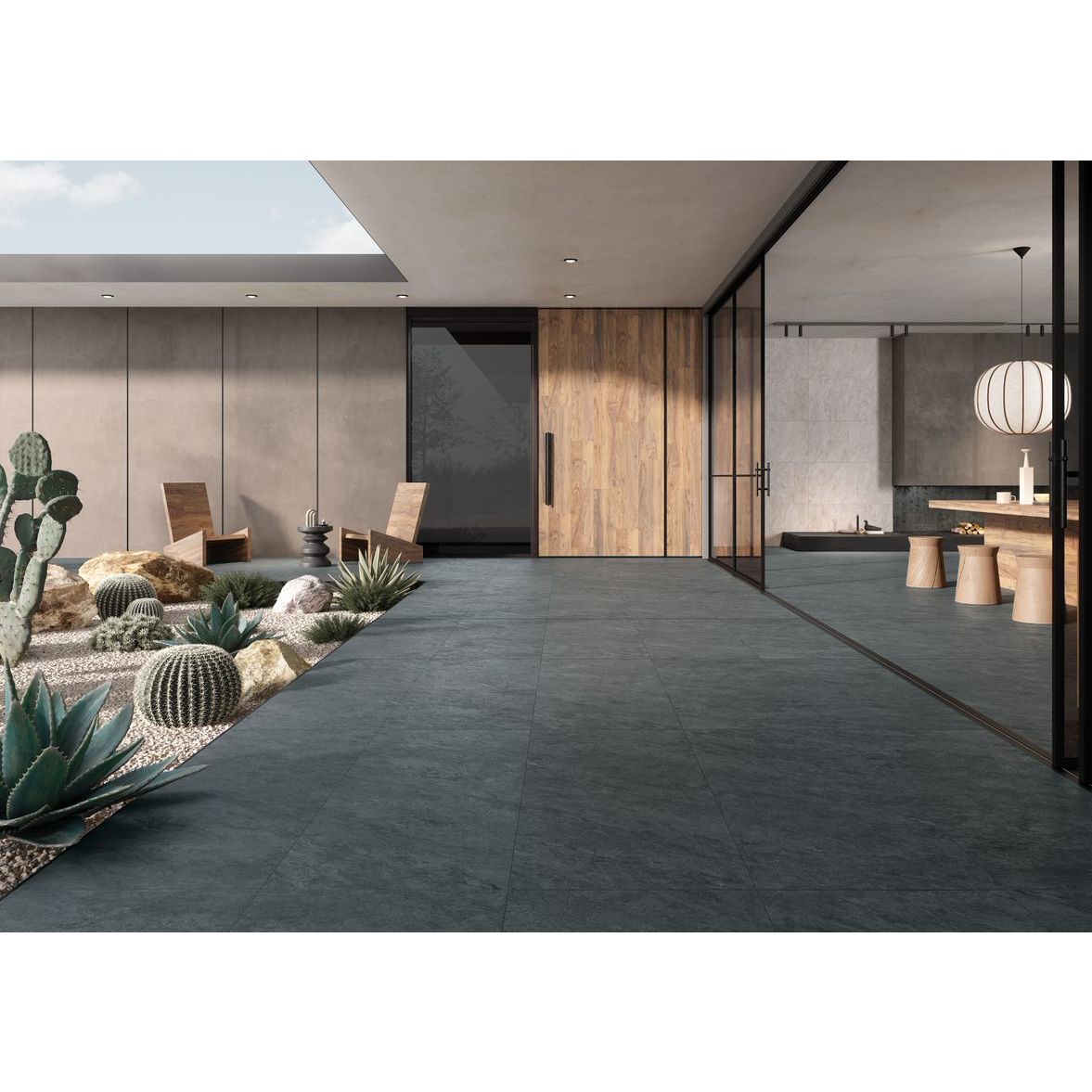 Керамогранит Vitra (Витра) Quarstone Антрацит матовый R10B 7 ректификат 60x60 см, K951812R0001VTE0
