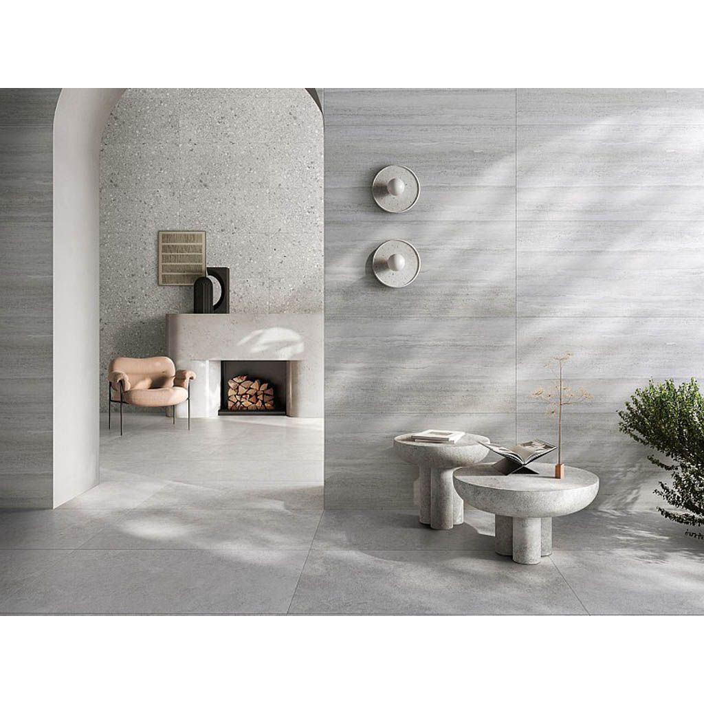 Керамогранит Vitra (Витра) StoneS Боргония Клауд Серый Матовый Ректификат 60x120 см, K948095R0001VTER