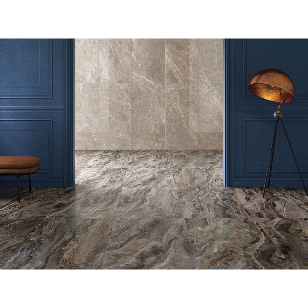 Керамогранит Vitra (Витра) MarbleSet Оробико Темный Греж лаппатированный R9 60x60x0.8 см, K951304LPR01VTET